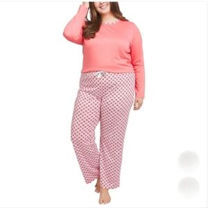 NWT Lands' End Women's 2pc Knit Pajama Set Pink Size XXL